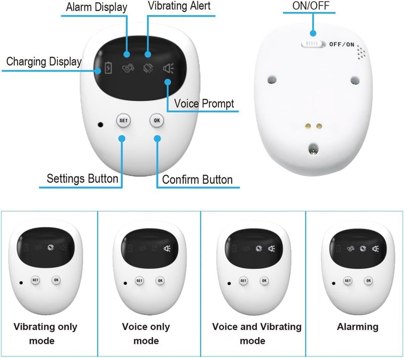Fency Wireless Bedwetting Alarm for Boys and Girls, USB Rechargeable, Pee Alarm, White - Image 4